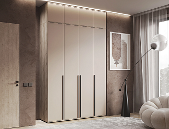 Шкаф 4-х створчатый с антресолью Норд дуб крафт серый / кашемир