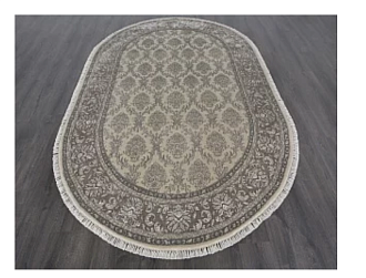 Индийский ковер из шерсти и арт-шёлка «AGRA R» RO131-CRE-BEI(REIN-1)(Oval) 69 x 138 см Мир ковров