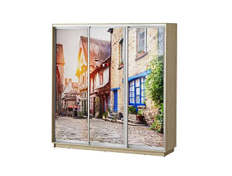 Шкаф-купе Лео 3-х дверный дворик / дуб сонома светлый