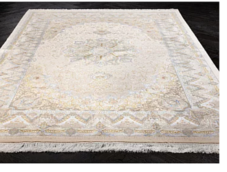 Иранский ковер из шёлка, модала и акрила «MASTERPIECE QUM» 026-23-1530A-CREAM-LBLUE Katrin 200 x 300 см Мир ковров