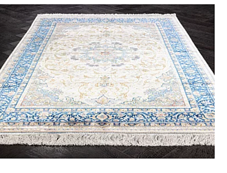 Иранский ковер из шёлка и модала «MASTERPIECE QUM» 035-23-15130-CREAM-BLUE Katrin 200 x 300 см Мир ковров
