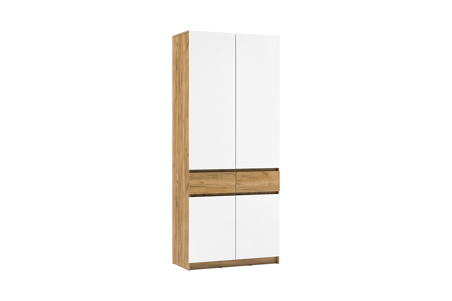 Шкаф 2-створчатый Бостон белый глянец / дуб крафт золотой