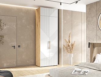 Шкаф 2-х створчатый с антресолью Ирис дуб крафт / браш вайт