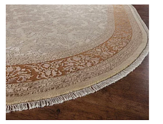 Индийский ковер из шерсти и арт-шёлка «KING OF AGRA» NO54-CRE-GLD14976(Oval) от 70 x 137 см Мир ковров