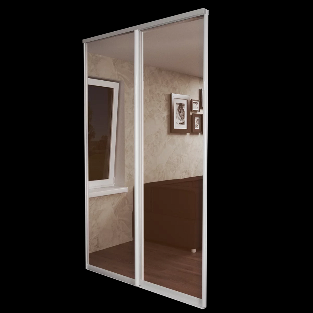 Двери-купе для гардеробной: 2 створки, Профиль — белый, Зеркало — бронза, до 2650х1600 мм Гардеробные системы Titan-gs - ТИТАН ГС
