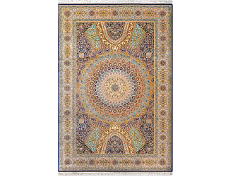 Иранский ковер из шёлка и модала «MASTERPIECE QUM» 009-23-SHAHYADI Cobalt Blue 202 x 303 см Мир ковров