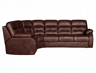 Угловой диван Рей с тумбой, Коричневый, Кожа Bellagio Marrone Home Collection