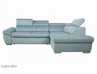 Угловой диван Капри с канапе 285 , Голубой, Ткань Tudor Mint Home Collection