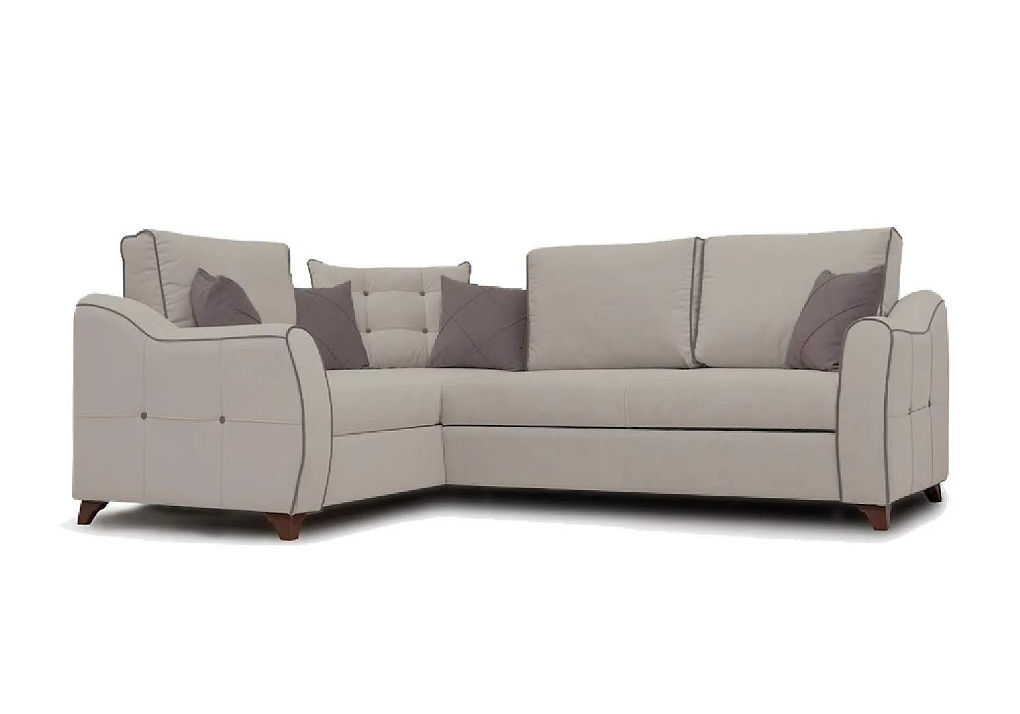 Диван угловой дельфин Френсис светло-бежевый / коричневый