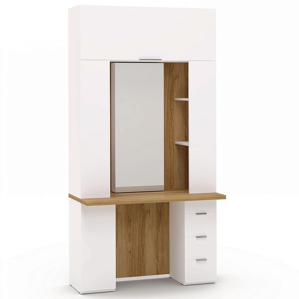 Стол туалетный Сохо белая с зеркальной секцией