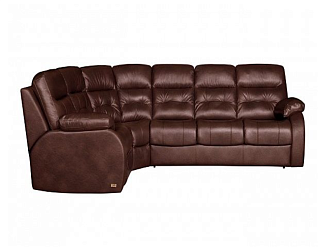 Угловой диван Рей с тумбой, Коричневый, Кожа Bellagio Marrone Home Collection