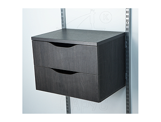 Тумба ЛДСП 581х431х416 мм (2 ящика, напр. Hettich) (карбон)