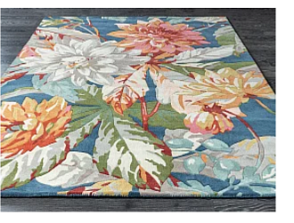 Индийский ковер из шерсти «SANDERSON» Dahlia & Rosehip Teal 50608 Мир ковров