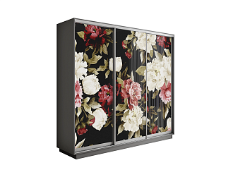 Шкаф-купе трехдверный Экспресс 2 серый диамант / фотопечать пионы