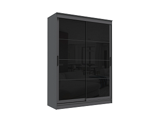 Шкаф-купе 2-х створчатый Гранд графит / лакобель черная