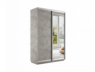 Шкаф-купе 2-х дверный с зеркалом Экспресс 45 бетон