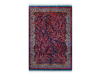 Иранский ковер из шёлка и модала «MASTERPIECE QUM» 018-21-HERMES NAVY ROSE 202 x 303 см Мир ковров
