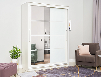 Шкаф-купе Кортни 1.6 м белый текстурный