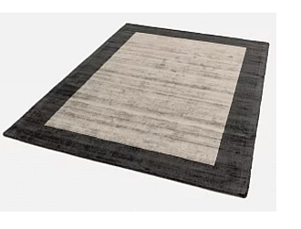 Индийский ковер из арт-шёлка «BLADE BORDER RUG» CHARCOAL SILVER 200 x 200 см Мир ковров