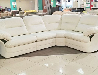 Угловой диван Брюссель с тумбой , , Кожа Bellagio bianco Home Collection