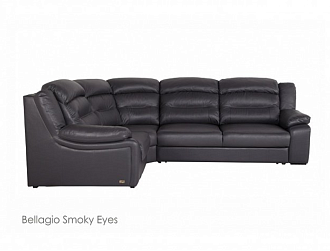 Угловой диван Модульный Денвер с тумбой, Черный, Кожа Bellagio Smoky Eyes Home Collection