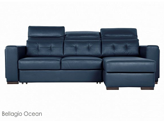 Угловой диван Торонто с канапе, Синий, Кожа Bellagio Ocean Home Collection